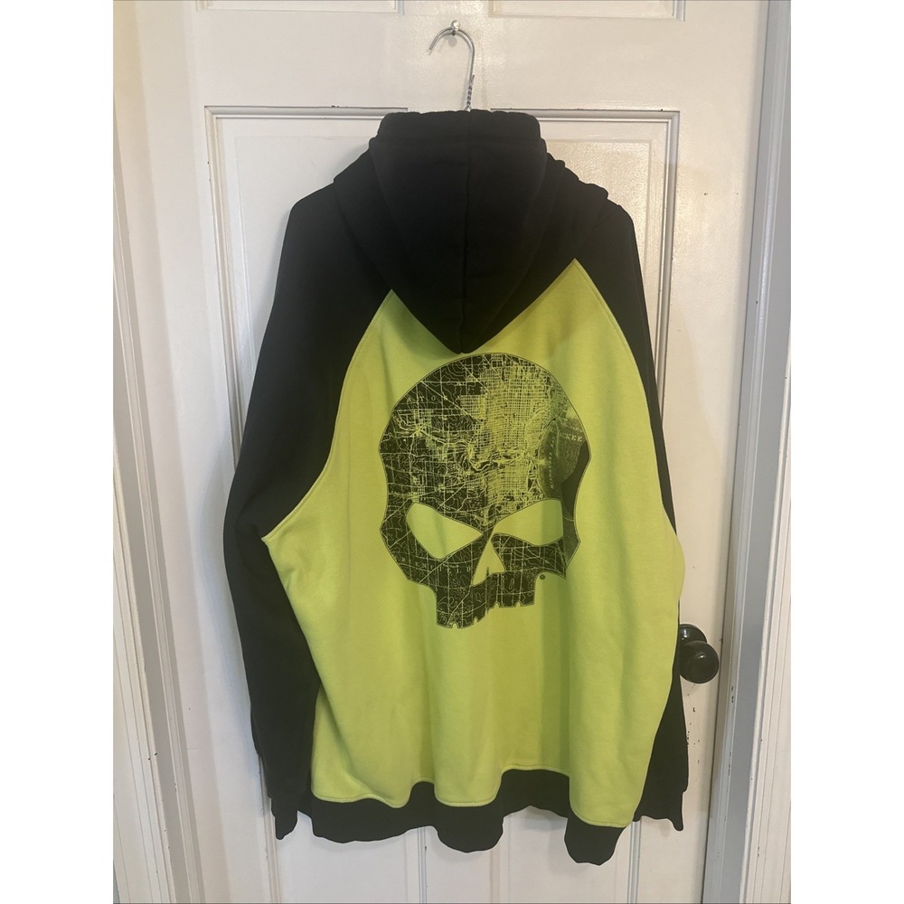 Harley Davidson Willie G Skull Raglan Hoodie‎ Wild Lime Size 3XL - Picture 4 of 14
